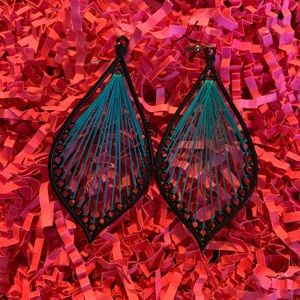 Blue and black earrings